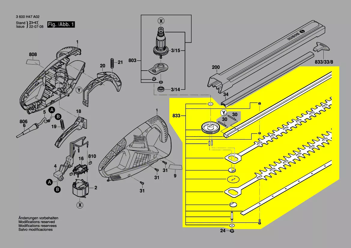 Jeu de couteaux réf. 1 607 000 EF0 Bosch